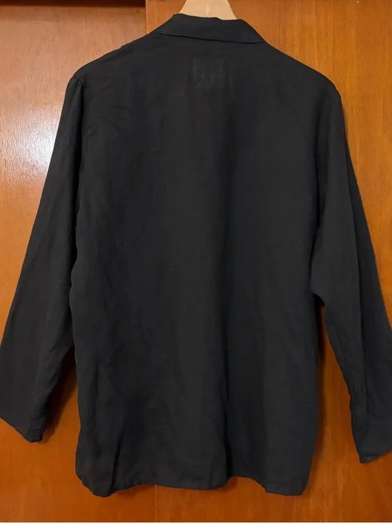FLAX Designs Black Linen Long Sleeve Button Down Shirt - Picture 5 of 7